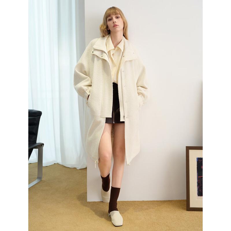 ELLE Women's Mid-Length Wool Blend Padded Winter Coat