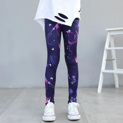 Girls Spring And Autumn Slim Leggings  Kids Elastic Printed Pants Korean Style  For Medium To Large Children For Girls