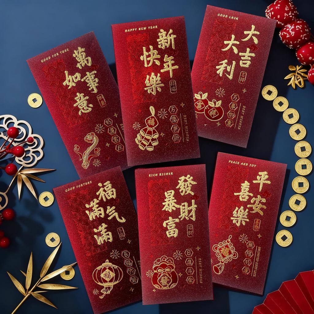 6 PCS Year Of Horse Red Envelope, Chinese New Year Red Envelope