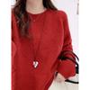 Korean high-end three-dimensional crochet crew neck pullover women's new loose and lazy style