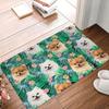 Pomeranian Dog With Summer Leaf Doormat Non-Slip Kitchen Bathroom Mat Garden Garage Floor Door Entrance Carpet Rug