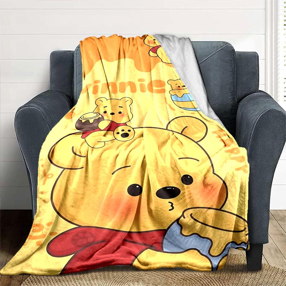 1pc Winnie The Pooh Honey Blanket Lightweight Flannel Throw for Sofa Bed Travel Camping Livingroom Office Couch Chair