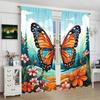 2PCS- Cartoon Butterfly - Printed curtain, 100% polyester material, suitable for bedroom curtains and living room decoration.