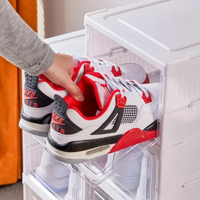 Foldable Shoe Box Dustproof Plastic Sneaker Shoe Storage Box Thickened Tackie Shoes Boxes Stackable Shoes Cabinet Home Organizer