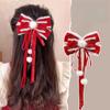 Headwear Red Bow Hair Clips Jewelry Tassels Pearl Barrettes Ribbon Hairpin  Hair Styling Accessory