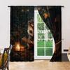 Versatile Polyester Transparent Curtains Home Decoration Hedgehog Reading Use Bedrooms Living Rooms Set Of 2 Made Area Decor