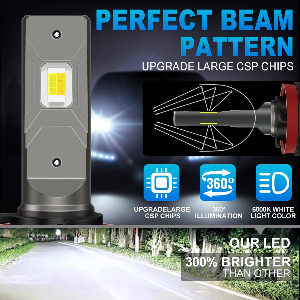 2 Τεμάχια Δύο Χρωμάτων Λάμπες Ομίχλης Αυτοκινήτου H8 H11 LED 40W 20000Lm 9005 HB3 Switchback Φωτεινό DRL Λάμπα Turbo Plug&Play 6000K Λευκό 3000K Κίτρινο