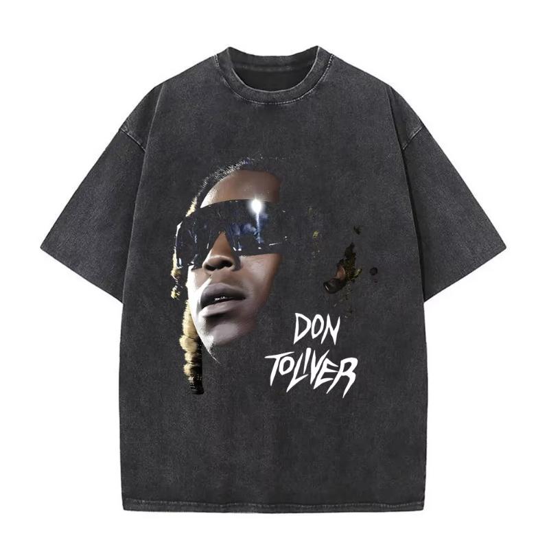 Washed Vintage Rapper Don Toliver Hardstone Psycho Album Print T Shirts Unisex Women Fashion Hip Hop Oversized Tshirts Streetwear
