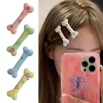 2 pezzi forcine fermagli per capelli in osso stampa stella antiscivolo liscia antiruggine fissazione dei capelli decorazione frangia clip clip laterale accessorio per capelli
