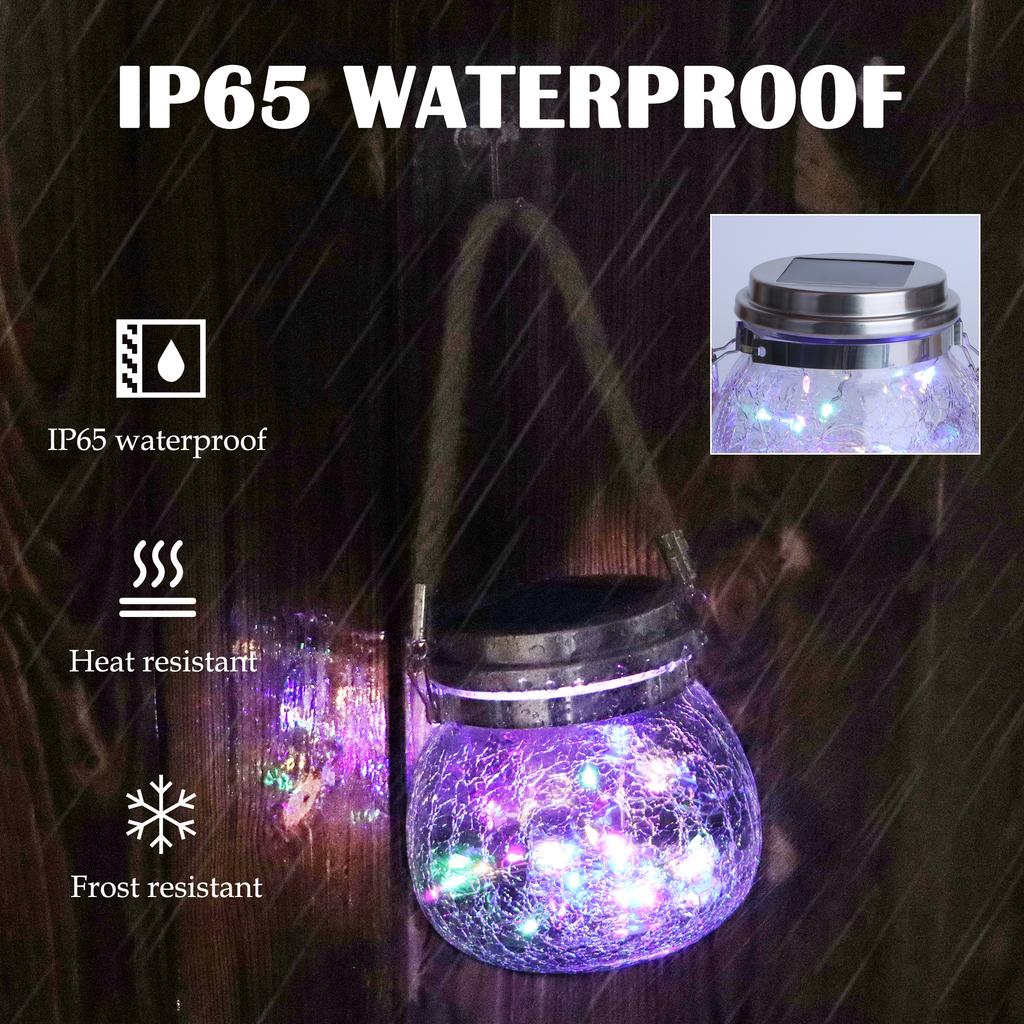 1/2pcs Waterproof Outdoor Solar Lights Garden LED Lamp Crackle Glass Ball String Lantern with Solar Battery Powered