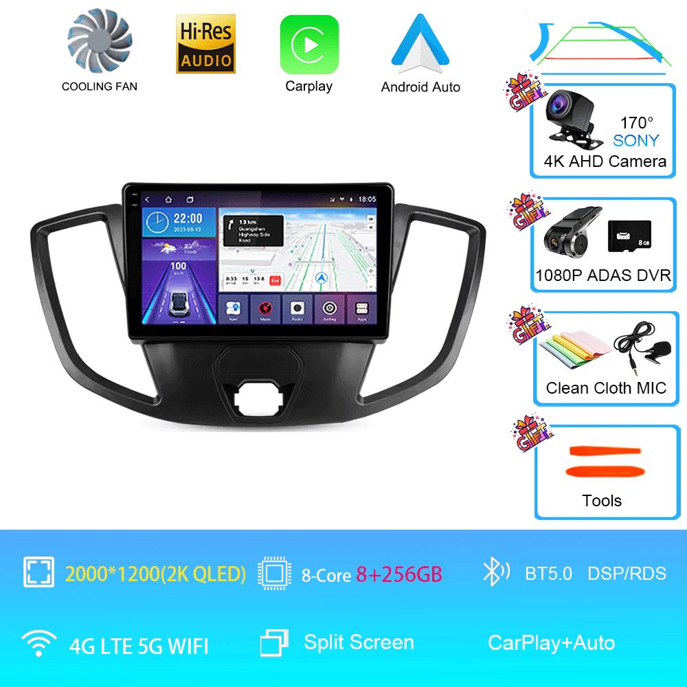 Car Radio Android 14 For Ford Transit 2015 2016 2017 2018 Carplay Multimedia Video Player GPS Stereo 2din WIFI+4G BT QLED Screen