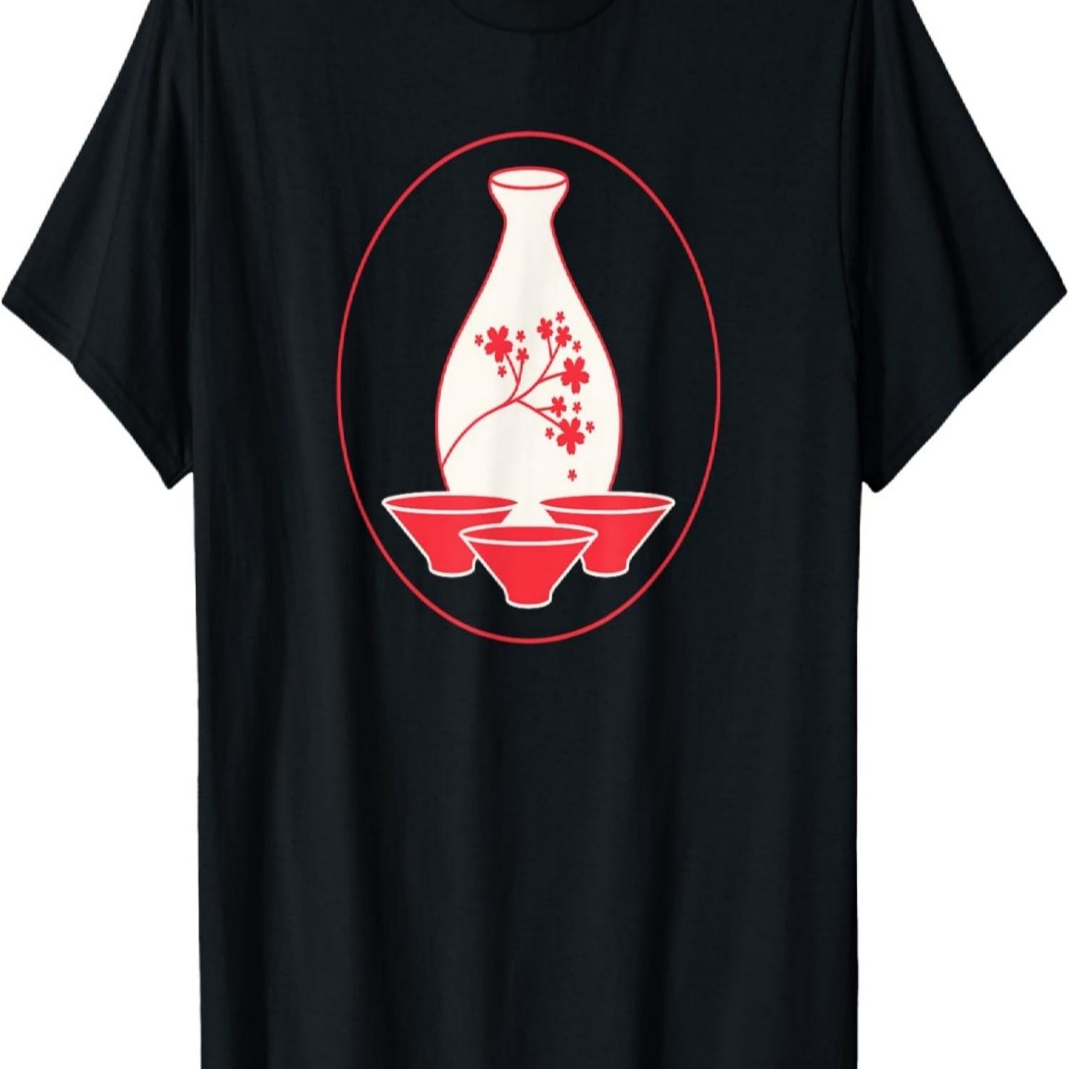 

Traditional Red Sakazuki Sake Cups Cherry Blossom T-Shirt S чёрный