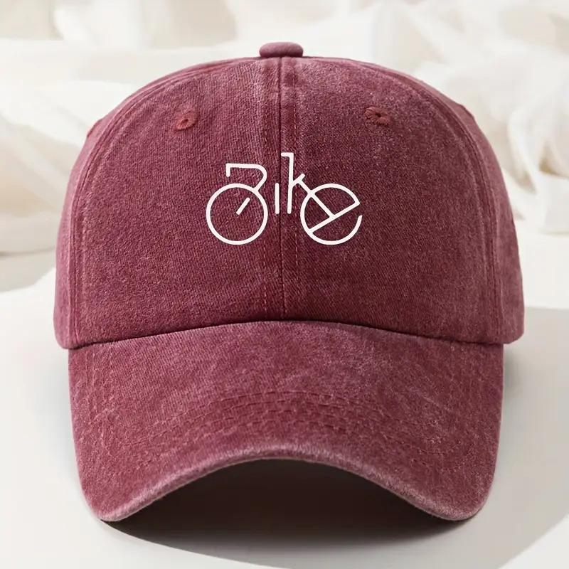 

Bicycle Graphic Baseball Cap Vintage Washed Casual Polyester Adjustable Streetwear Hat Unisex One Size