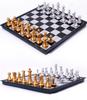 UB Magnetic Gold and Silver Folding International Chess Set - Medium Size for Adults and Kids