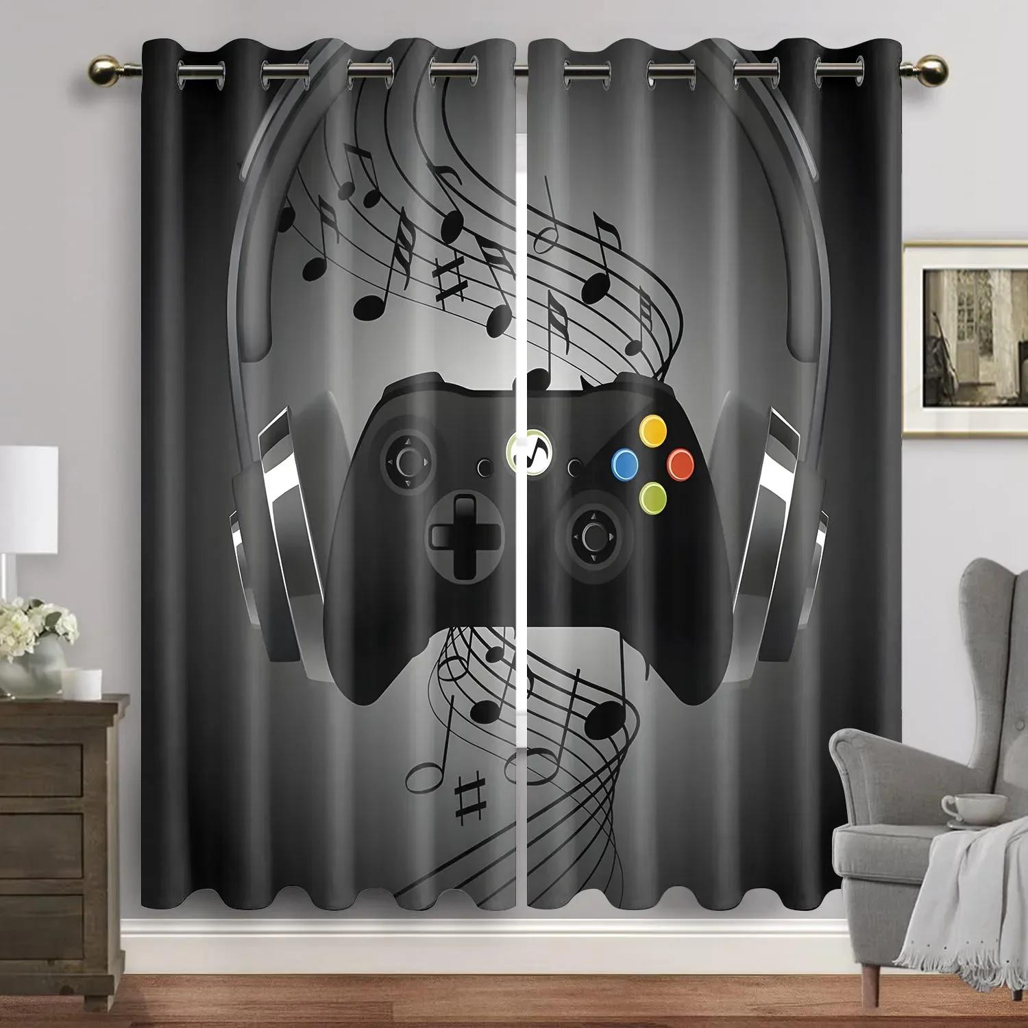 

2pcs Gamer Gamepad Controller Window Curtains Drapes for Living Room Boys Bedroom Gaming Room Home Decor Door Playing Video Game W50H130(CM)x2pcs&HOOK