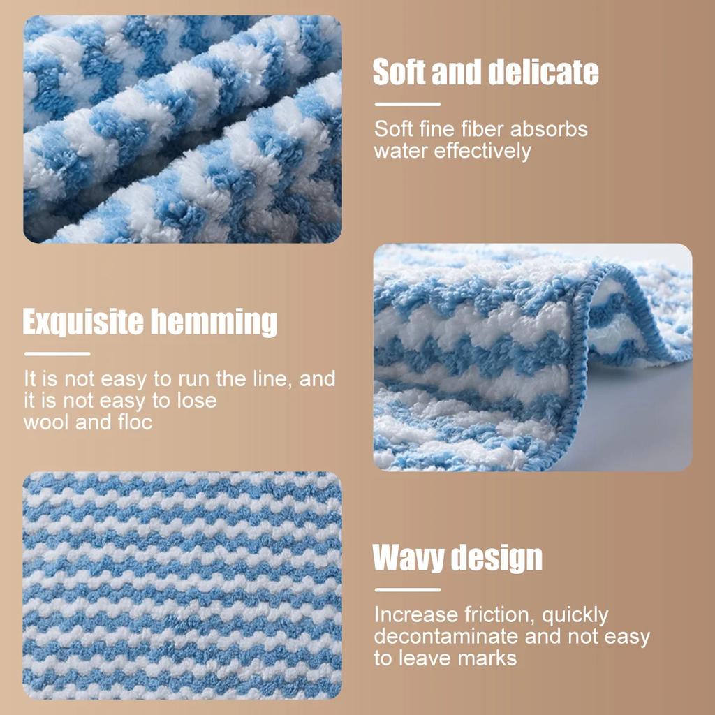 Kitchen 5Pcs Dish Cloths Soft Absorbent Dish Rag Reusable Dish Towels Household Washable Cleaning Cloth Housework Clean Towel