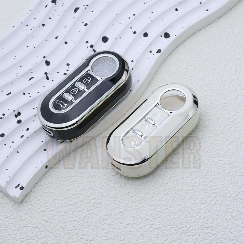 3 Bottons Tpu Car Key Fob Case Cover Shell For Fiat 500 Flip Folding Key Holder For Fiat Punto Panda Accessories