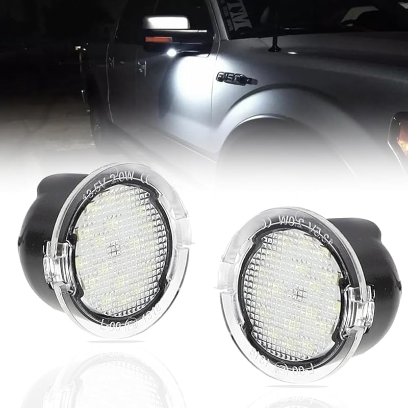 LED Side Mirror Puddle Lights for Fo-rd F150 Explorer Edge Expedition Flex Fusion Taurus X, 6000K Mirror LED Lamps F150 Accessories, 2 PCS (White)