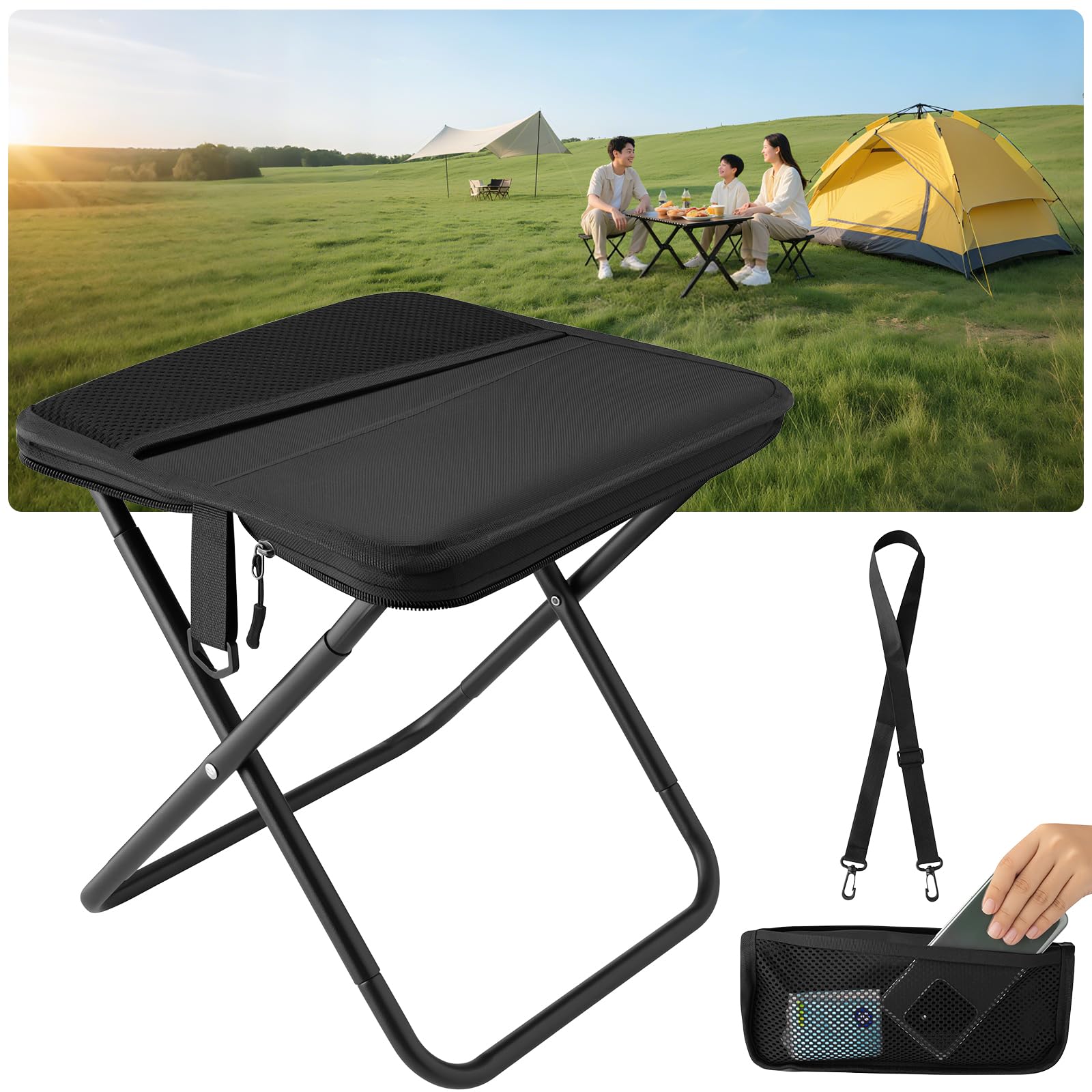 

[2026 New Release] Folding Chair [1-Second Deployment, 5 Times Durability, 300kg Load Capacity, 40% Larger Surface Area] Easy to Carry, Large Capacity