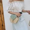 Summer Straw Bag Women Hexagon Chain Crossbody Bag Handmade Weaven Shoulder Bag Fashion Tassel Messenger Bag