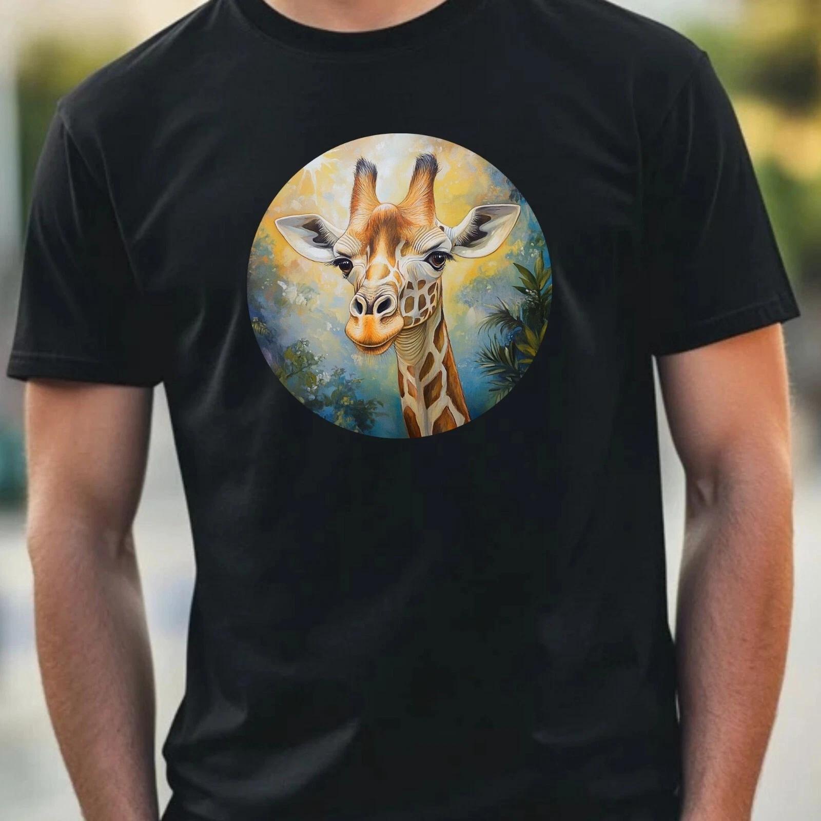 T-Shirt Herren Giraffe Portrait Motiv Baumwolle Größe XS bis 5XL XL