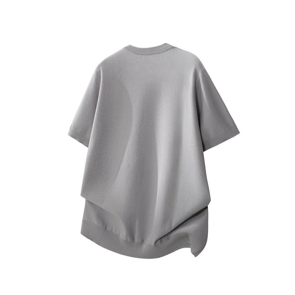2026 Japanese Style Men's Trendy Loose Knit Short Sleeve Summer Top