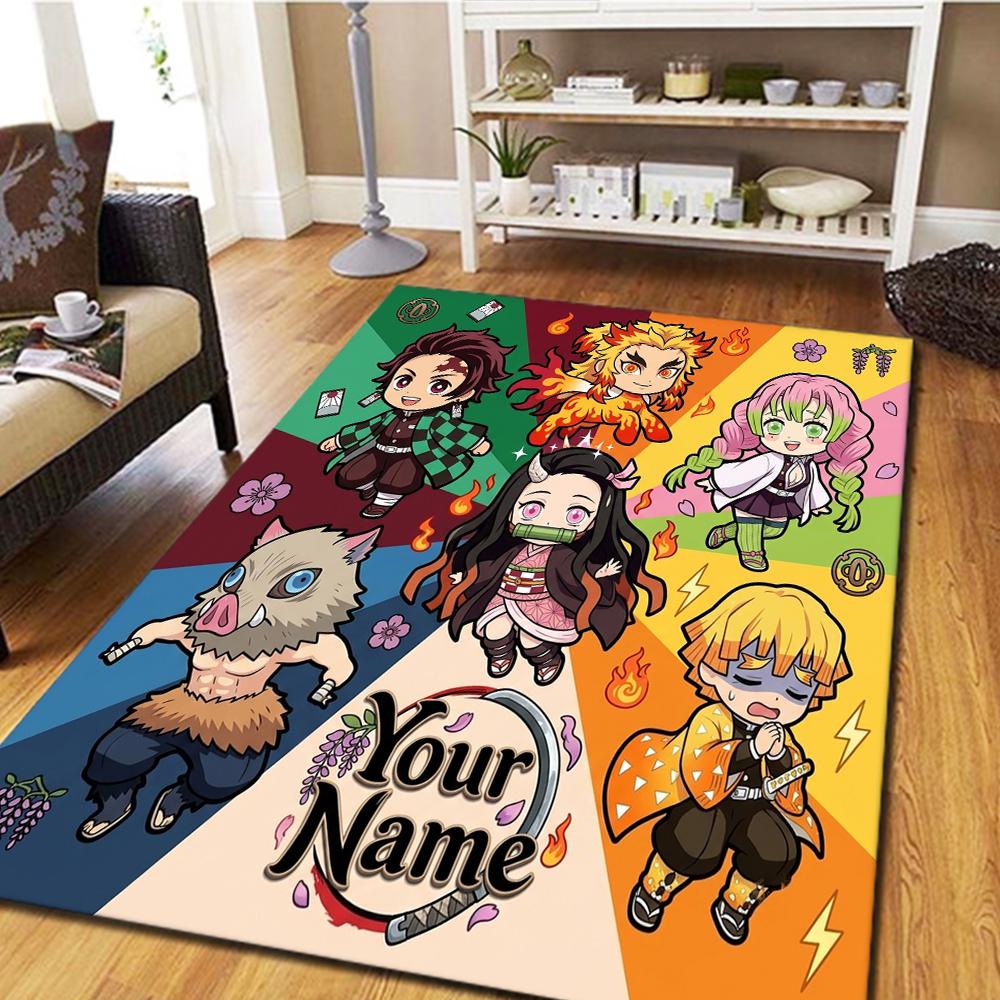 Name Custom Demon Slayer Kimetsu no Yaiba Carpet for Living Room Bedroom Home Decor Movie Themed Play Floor Mat -HE31