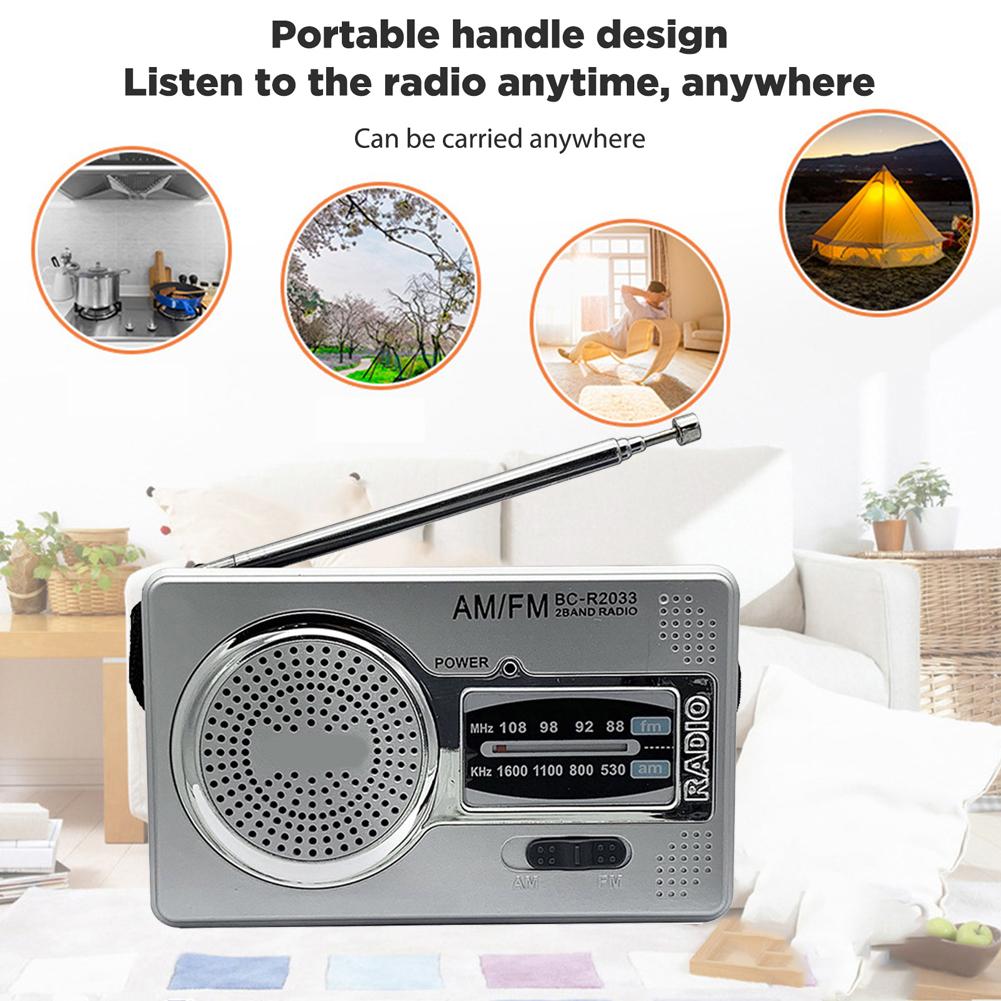 FM/AM Pocket Radio Player Telescopic Antenna Dual Band Portable Radio Battery Powered Radio with 3.5mm Jack Built-in Speaker