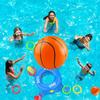 Swimming Inflatable Ring Throwing Ferrule Game Floating Basketball Hoop Inflatable Ring for Kids Teens Adults