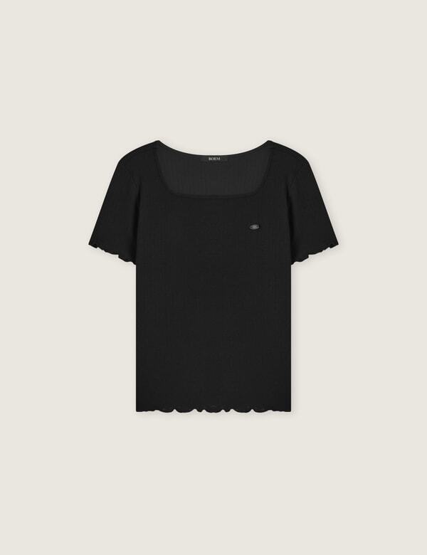 ROEM Perforated Square Neck T-Shirt Rmhwg37Rt4