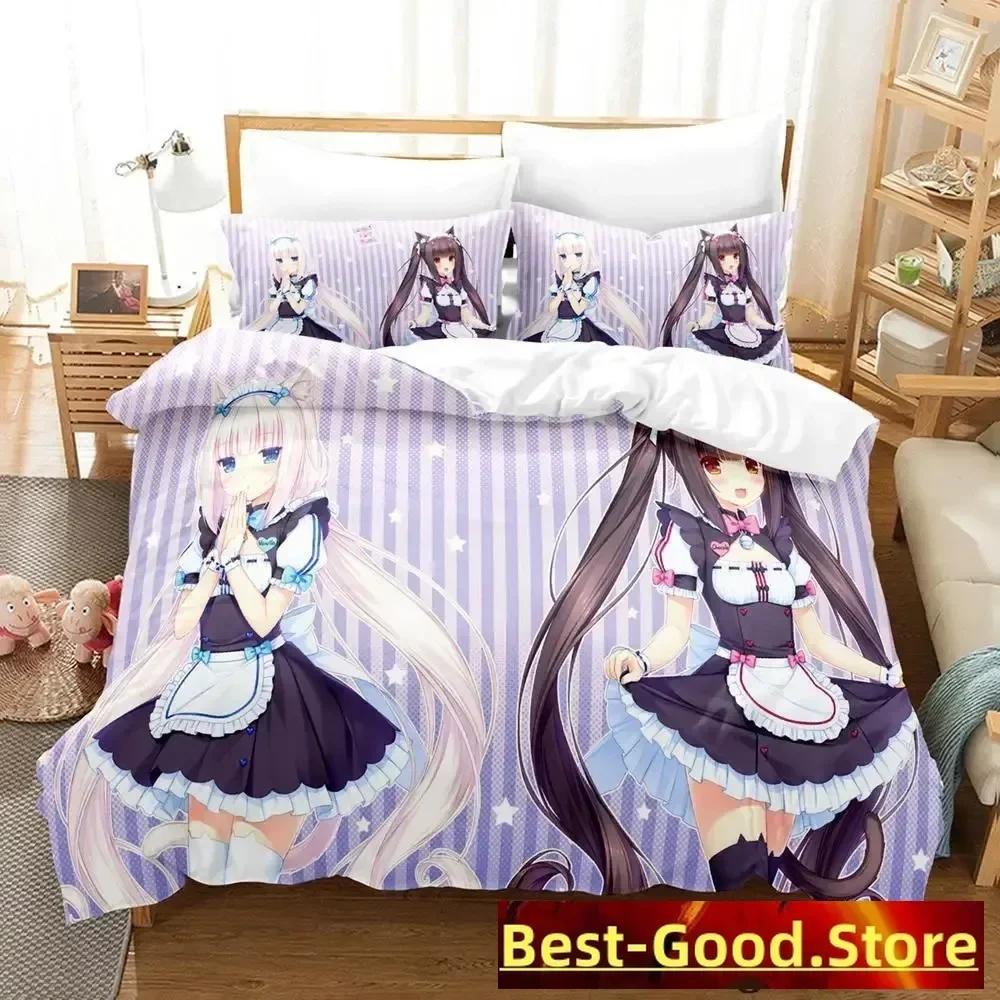 

New Nekopara Ova Bedding Set Duvet Cover Sheet Printed Bed Set Pillowcase Bed Full Queen King Size Comforter Bedroom 70x133cm 2pcs