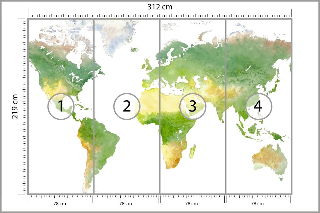 Photomural World Map Self-Adhesive Mural 312x219
