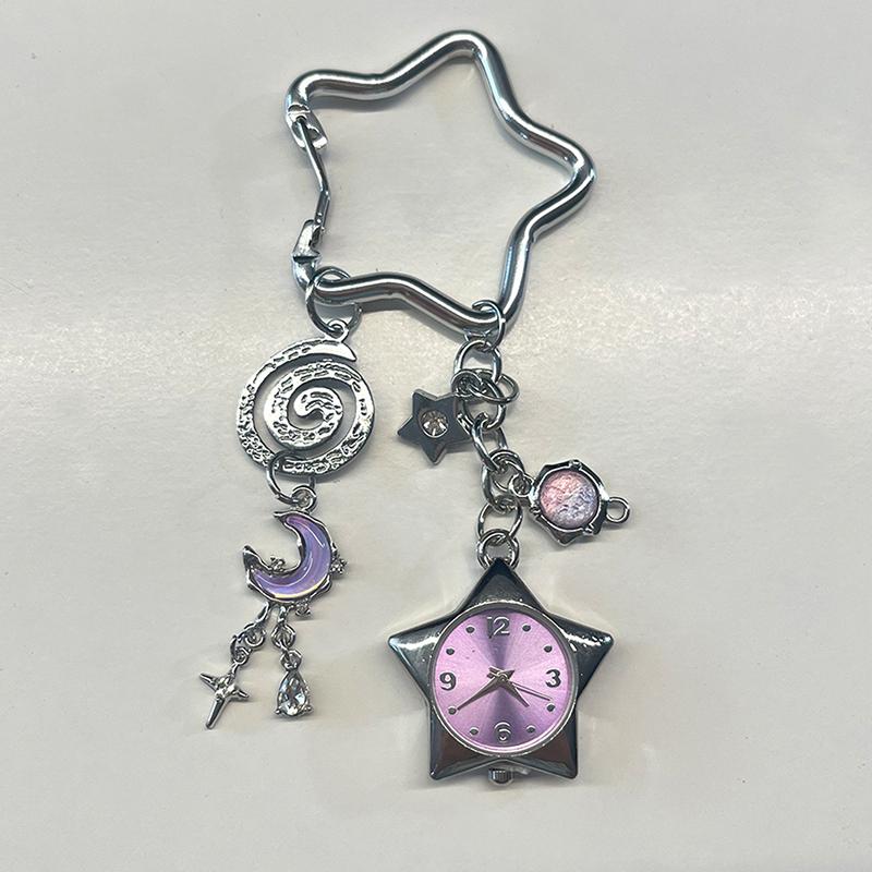 Ретро Звездные Часы Брелок Y2K Карабин Подвеска Парные Шармы для Сумки Подвески Украшения Аксессуары