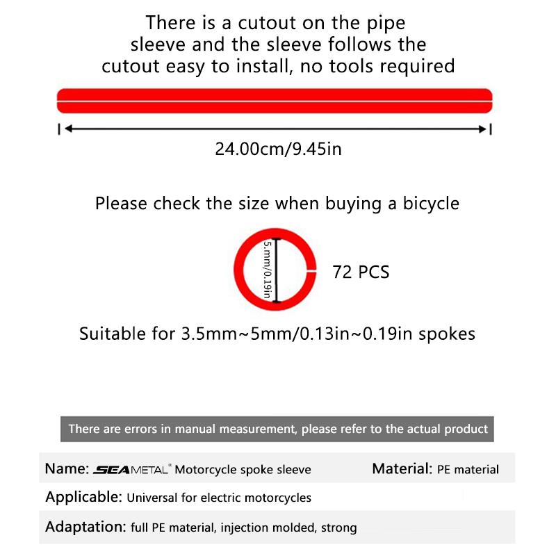 SEAMETAL 72 Stück Fahrradrad Speichenschutzhüllen 24cm Radfelgenspeichenhüllen-Set Für Motorrad Fahrrad Dekorationszubehör