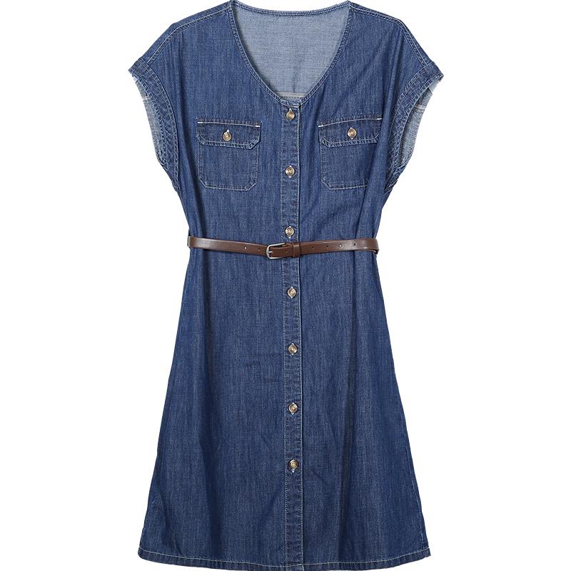 Betu Women's Lightweight Denim Dress with Belt
