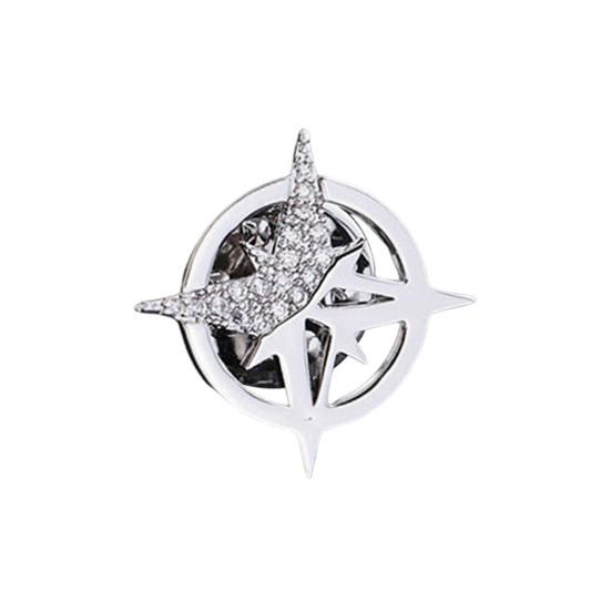Brooch Six-Pointed Star Alloy Brooch Sparkling Rhinestones Inlaid Suit Corsage Shirt Collar Pin Personalized Badge