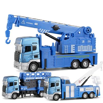 1:36 Die Cast Alloy Engineering Car Model Playset Simulation Fire Game Rescue Tower Car Echo Sound Light Kids Birthday Gift B158