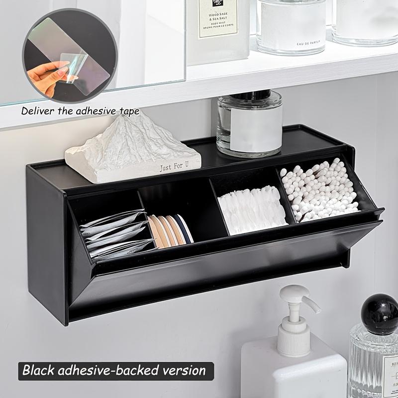 

Flip Top Makeup Pad Storage Box Compartment Organizer Swabs Cosmetic Pads No Drill Bathroom Sanitary Pad Holder Small Items чорний