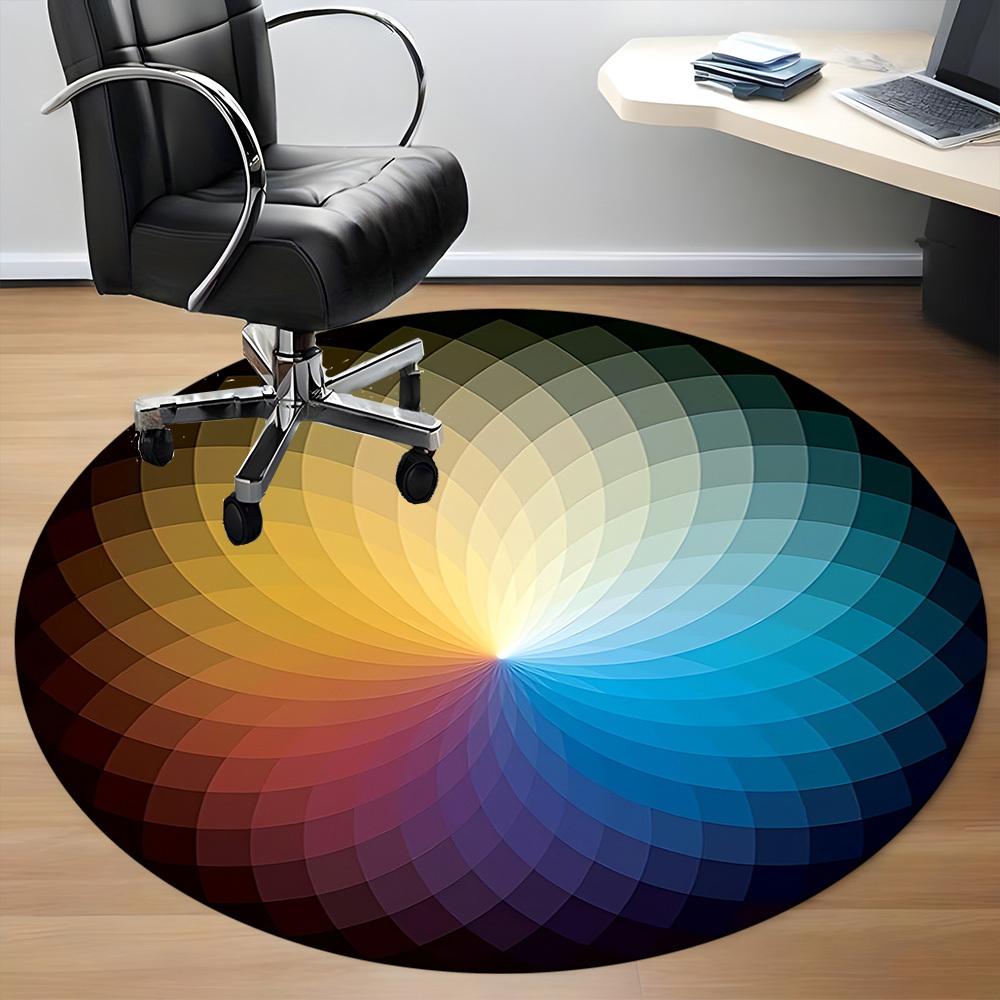 1pc Color Wheel Chair Carpet for Office, Non-slip, Soft and Durable Office Rug for Interior Decoration, Perfect for Office yy260313028