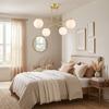 Modern Pendant Light With 4 Globe Shades Height Adjustable And 350 Degree Rotatable White
