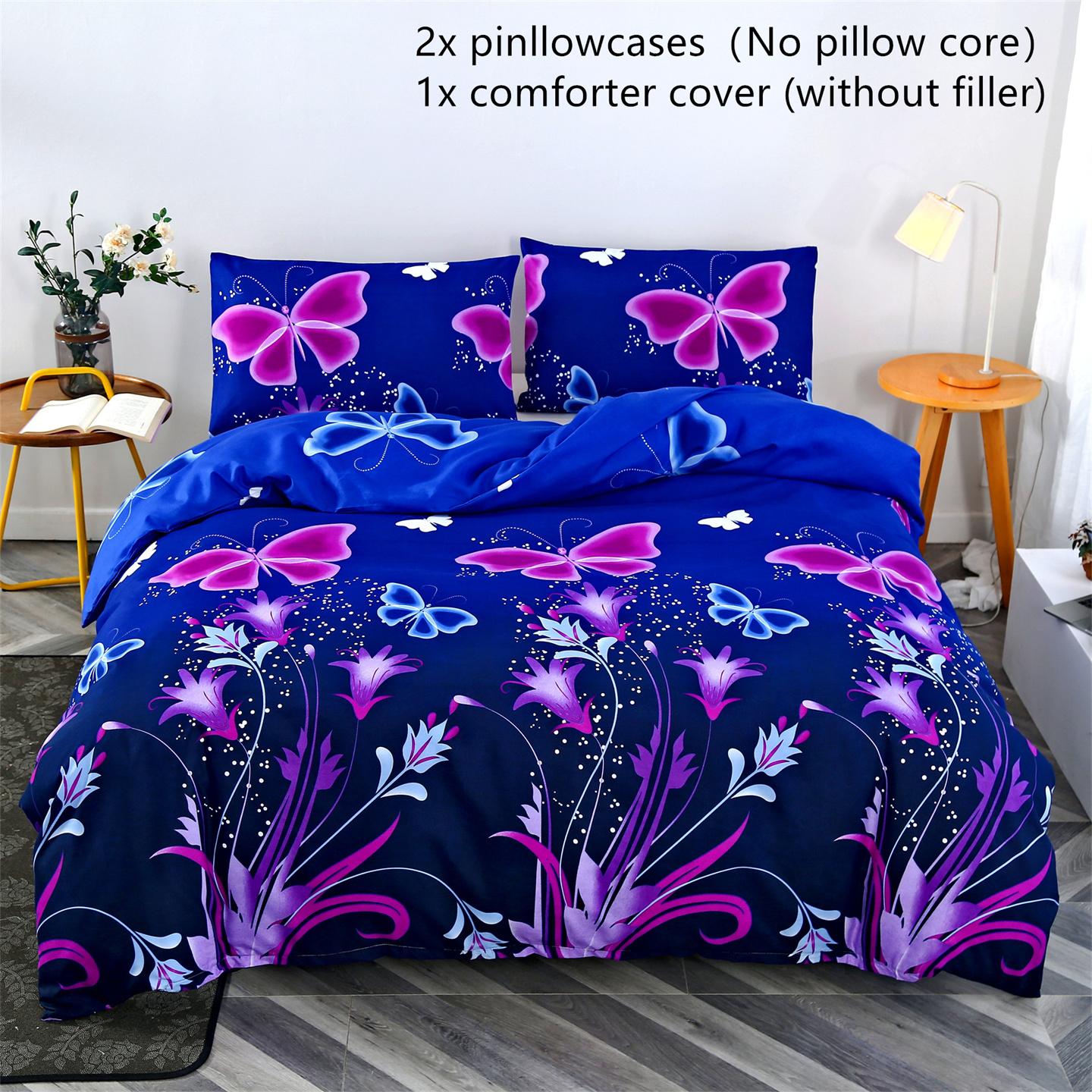 

Ins Butterflies Bedding Set 3D Printing 2-3 Piece Set (No Core) Suitable for Bedroom Duvet Cover Set Gift Home Decor Textile Eusingle 135x200cm