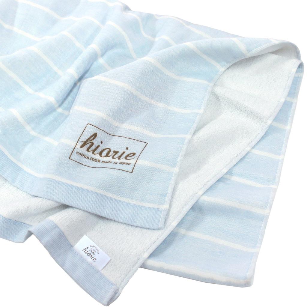 Hiorie Made In Japan Large Gauze Saxe Large Bath Senshu Towel (Hiorie) Towel, Border, 150cm, Border, Towel, Big, Large,