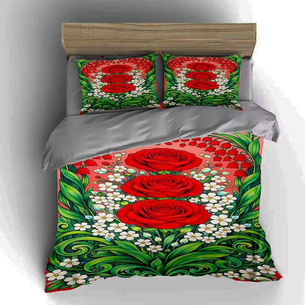 Floral, Vibrant, Decorative. Bedding Duvet Cover Sets Duvet Covers Pillowcases Gifts (1 * Duvet Cover 2 * Pillowcases, Without Duvet Insert)