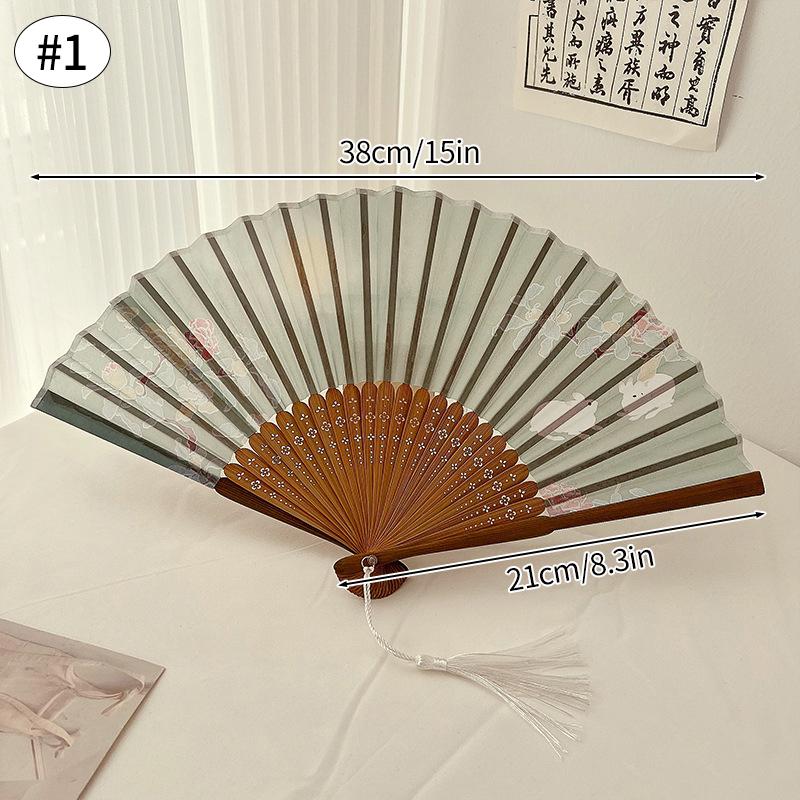 Vintage Bamboo Folding Fan Chinese Japanese Hand Fan Foral Printing Art Craft Gift Home Decoration Ornament Dancing Hand Fans