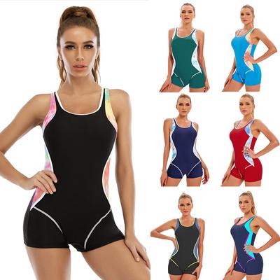 Women's Sports One-piece Swimsuit Conservative Color Matching Sexy Backless
