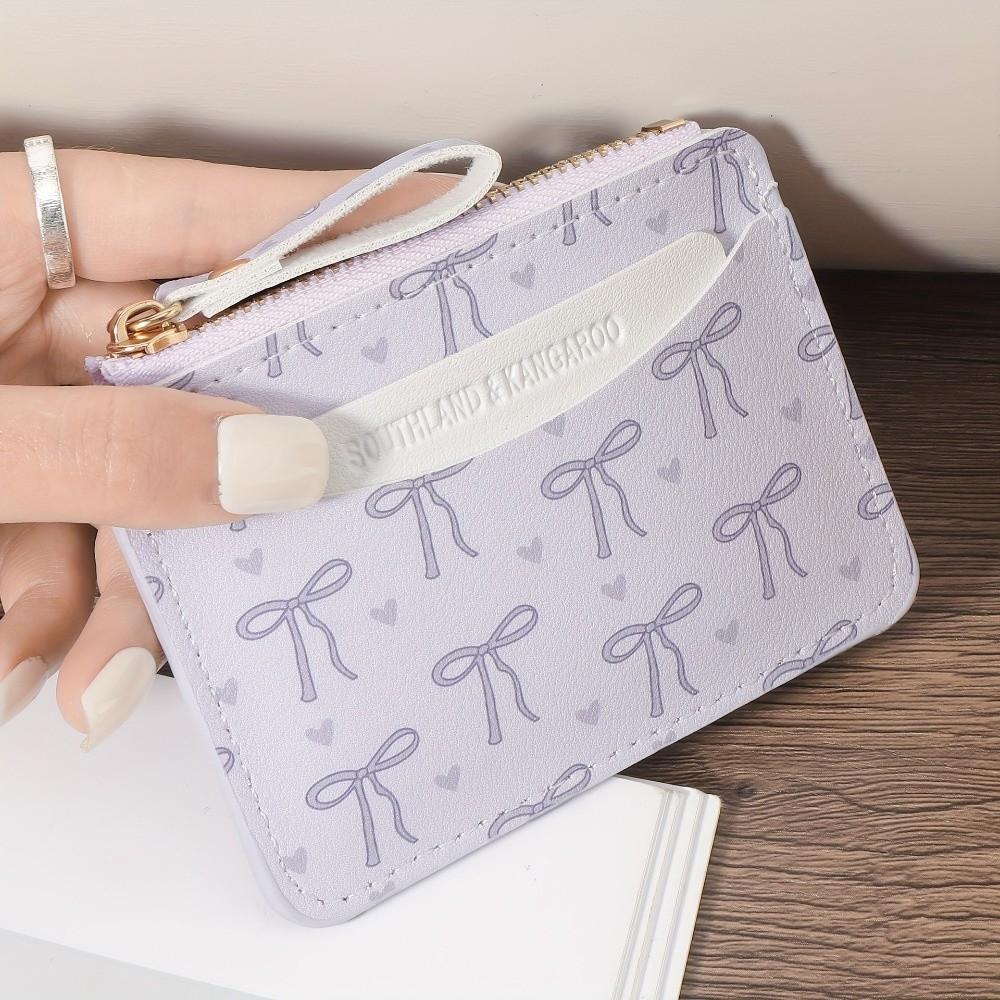 New PVC Credit Card Holder Slim Small Card Case Cute Bow Lightweight Coin Purse for Women Girls