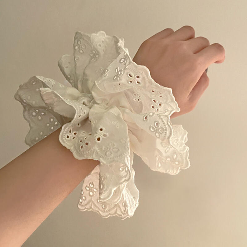 Объемная кружевная вышивка пробивка резинка для волос королевская трехцветная лента для волос ivory