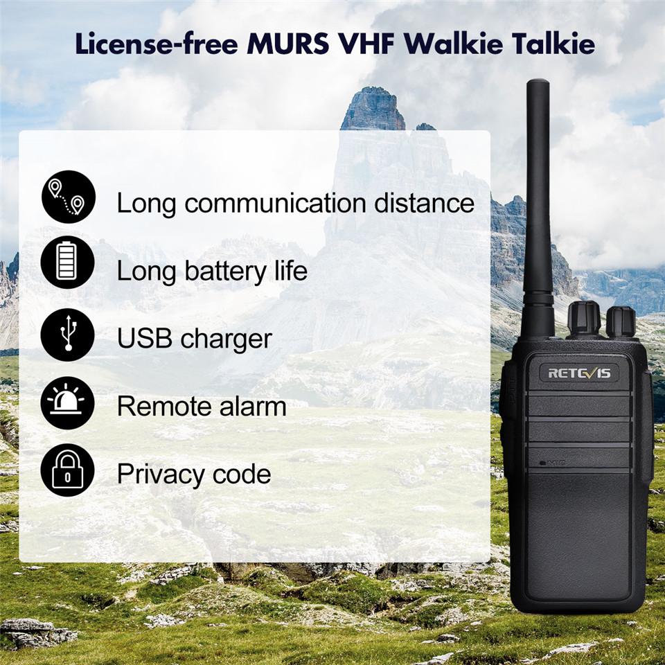 Rt21v Vhf Walkie Talkie 2w Große Reichweite Lizenzfrei Vhf Radio Murs 5 Kanäle USB-Ladegerät Zweiwegradio für Outdoor-Aktivitäten Alarm Vox