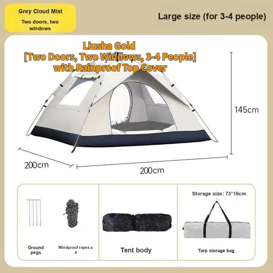 3-4 Person Automatic Tent Outdoor Family Use Sunscreen Insect Repellent Indoor Small House for Adults and Children