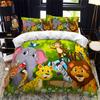 Zoo Duvet Cover Set King Queen Size Animal In The Forest Cartoon Illustration Lion Panda For Kids Girl Boy Polyester Bedding Set